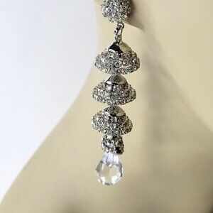 Silver Crystal Drop Earrings Crystal Chandelier Bridal Dangle and Drop Earrings